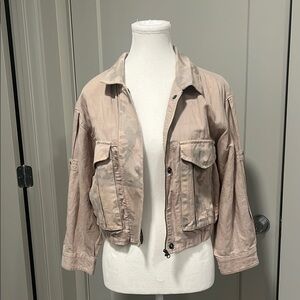 NWT Anthropologie Taupe Utility Jacket with Classic Collar and Relaxed Fit